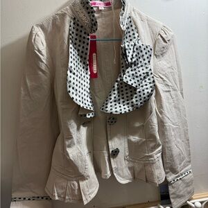 Polka Dot Trim Cream Jacket